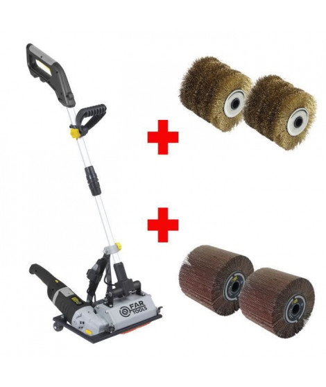 FARTOOLS PACK GRAND RENOVATEUR SUR PIED POUR SURFACE AU SOL + 2 BROSSES FIL LAITONNE + 2 BROSSES LAMELLES ABRASIVES