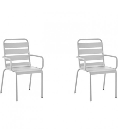 Lot de 2 fauteuils de jardin - Acier - Gris