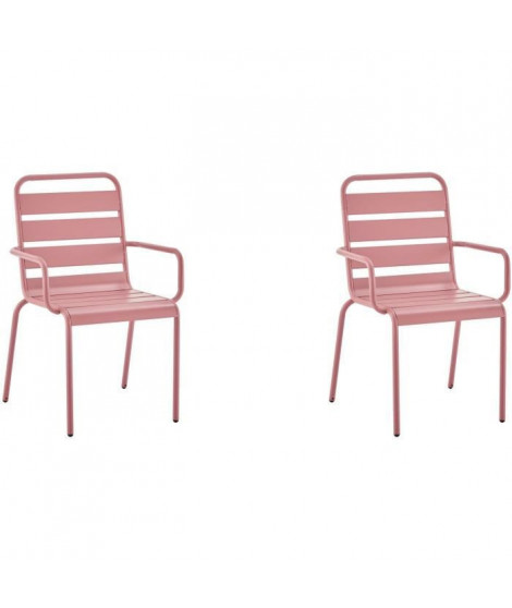 Lot de 2 fauteuils de jardin - Acier - Rose