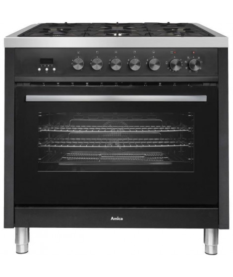 AMICA CWCMRC103CPB - Piano de cuisson - 5 foyers gaz - Four multifonction chaleur tournante - Catalyse - 107 L - L90 x H90cm …