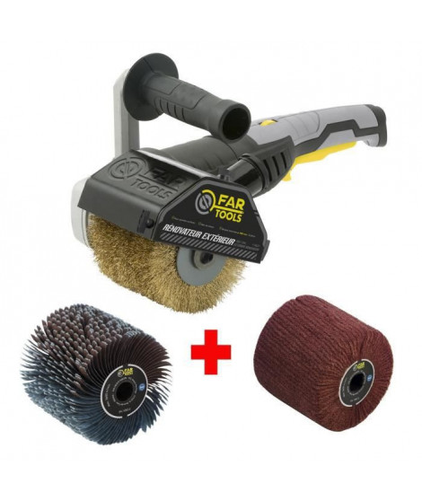 FARTOOLS Pack 615127 : Rénovateur REX120C + brosse nylon et lanieres - Spécial bois, métal et pierre - Surfaces planes ou com…