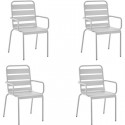 Lot de 4 fauteuils de jardin - Acier - Gris