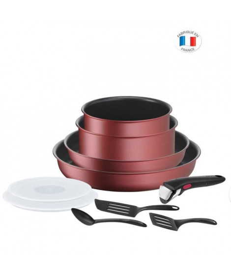 TEFAL L3989502 INGENIO DAILY CHEF Rouge Surprise Set 10 pieces, revetement antiadhésif, tous feux dont induction