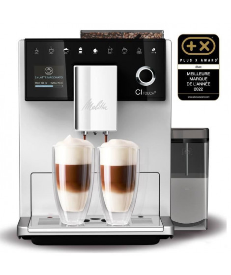 Machine a café avec broyeur MELITTA CI Touch F630-101 - Réservoir amovible 1,8L - 2 réservoirs a grains - Ecran tactile - Argent