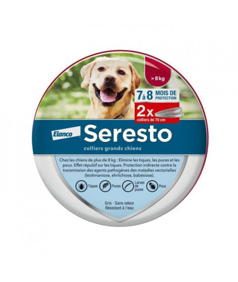 Seresto Chien Collier Anti-Puces et Anti-Tiques +8kg 2 unités