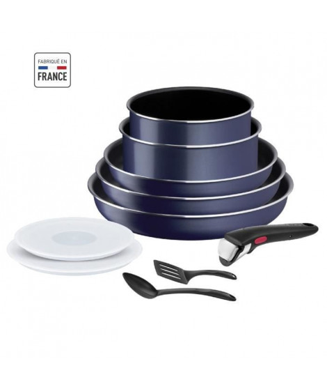 TEFAL L1579102 Ingenio Easy Cook N Clean Batterie de cuisine 10 pieces, anti ashésif, tous feux sauf induction, fabriqué en F…