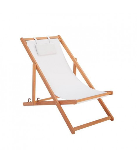 Bain de soleil en eucalyptus avec assise en polyester - MERI - Gris perle