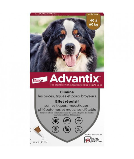 Advantix Chien Solution Antiparasitaire Tres Grande Race 40 a 60kg 4 pipettes