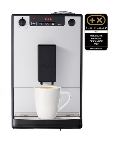 MELITTA E950-666 - Cafetiere automatique Solo Pure Argent - 1400W - 3 réglages d'intensité - Réservoir a grains 125g