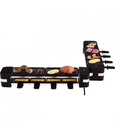 TRIOMPH ETF2114 - 2 appareils a raclettes reliables - 1200W - 8 personnes - 4 plaque de grill - 8 caquelons anti-adhésif