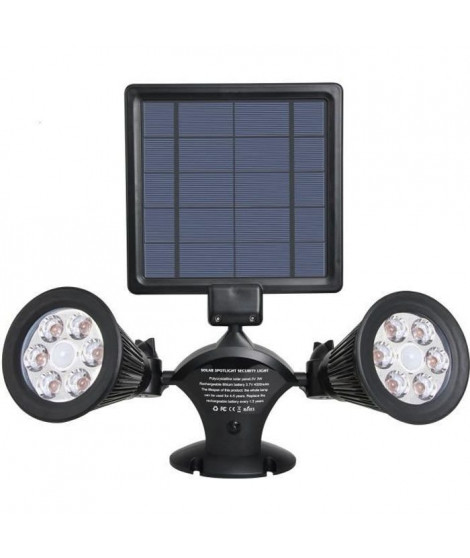 LUMISKY Projecteur double spot solaire extérieur étanche avec détecteur- 12 LEDs - 600 Lm