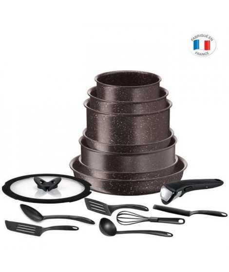 TEFAL L6789102 Ingenio extreme Batterie de cuisine 15 pieces - Marron effet pierre