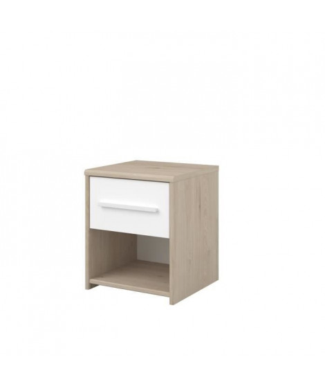 LIAM Chevet enfant 1 tiroir et 1 niche - décor chene jackson et blanc - L34 cm