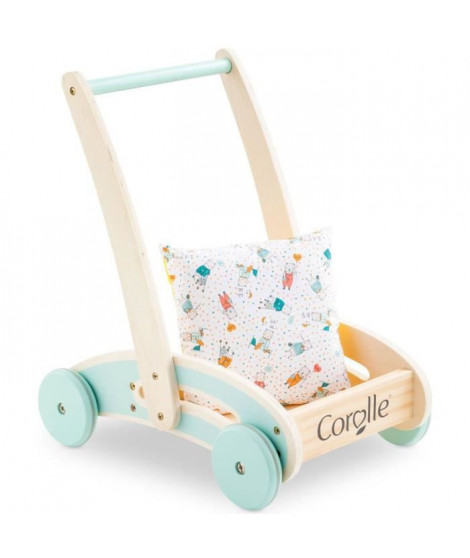 COROLLE - Mon Premier Poupon - Chariot de marche en bois avec coussin - Accessoire pour poupon 30 cm - Des 12 mois