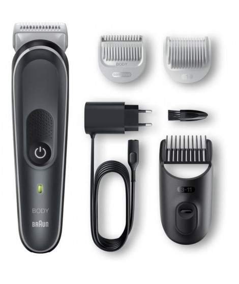 Braun Body Groomer 5 BG5340 Tondeuse Pour Le Corps, Avec Sabot Pour Zones Sensibles, Gris/Blanc