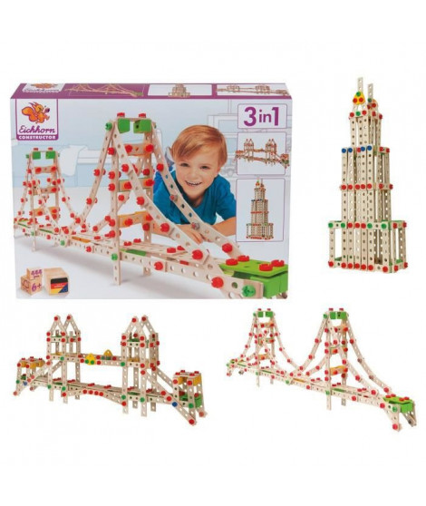 EICHHORN Jeu Construction Bois - Golden Gate 3 en 1 - 444 Pieces