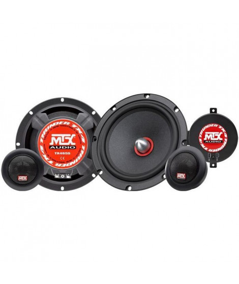 MTX TX465S Haut-parleurs voiture Kit 2 voies 16,5cm 80W RMS 4O Tweeteers néodyme 25mm Membranes pulpe célulose