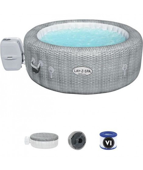 Spa gonflable BESTWAY - Lay-Z-Spa Honolulu - 196 x 71 cm - 4 a 6 places - Rond (Avec couverture, pompe, cartouche et diffuseur)