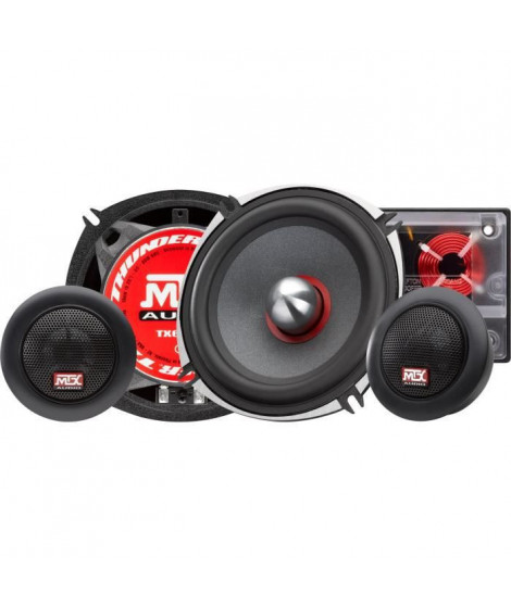 MTX TX650S Haut-parleurs voiture Kit 13cm 2 voies 80W RMS 4O Châssis alu Tweeters néodyme dôme soie Membrane pulpe célulose