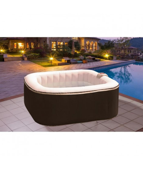 Spa gonflable SUNSPA - AC01-LED - 157 x 67 cm - 4 places - Carré (Livé avec filtre, cadenas, tapis de sol et couverture)