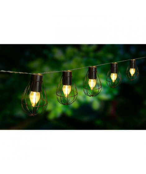 LUMIJARDIN Guirlande solaire cage Keny avec 10 ampoules décoratives