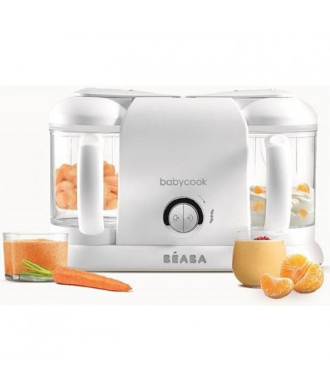 BEABA, Babycook Duo, Robot bébé 4 en 1, Cuiseur, Mixeur, Contenance XXL 2200 ml - Blanc