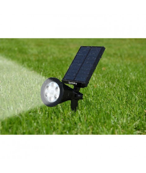 Spot solaire projecteur 2 en 1 a piquer ou a fixer éclairage puissant LED blanc SPIKY SENSOR H42cm avec détecteur de mouvement
