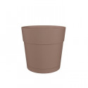 Pot a fleurs et plantes rond CAPRI LARGE - Plastique - Réservoir d'eau - diametre 35 cm - Taupe - ARTEVASI