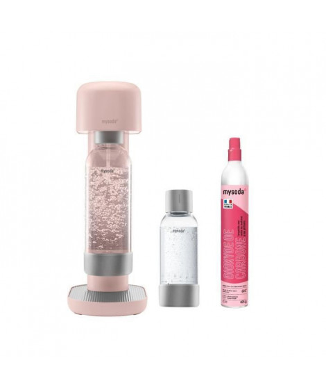 MYSODA Machine a Soda Ruby Pink, 1 bouteille 0.5L , 1 bouteille 1L, 1 cylindre de CO2