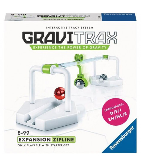 GraviTrax Bloc d'action Zipline / Tyrolienne - Jeu de construction STEM - Circuit de billes créatif - Ravensburger- des 8 ans