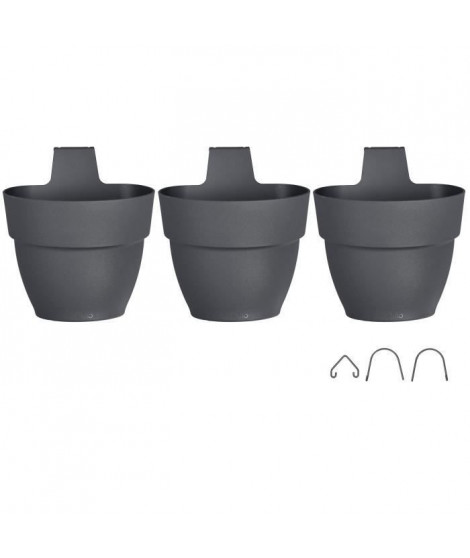 ELHO - Pot de fleurs -  Vibia Campana Foret Vertical Set/3 - Anthracite - Balcon extérieur - L 17.1 x W 20.7 x H 29.7 cm