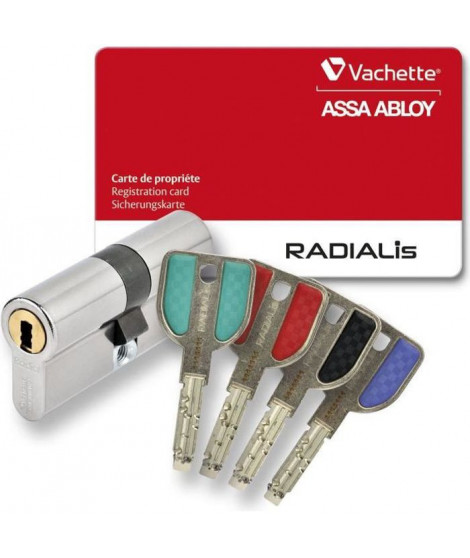 Vachette RADIALis Cylindre de Serrure 42,5x42,5 mm pour Porte Entrée, Tres Haute Sécurité, 4 Clés Incopiables