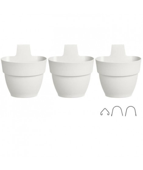 ELHO - Pot de fleurs -  Vibia Campana Foret Vertical Set/3 - Blanc Soie - Balcon extérieur - L 17.1 x W 20.7 x H 29.7 cm