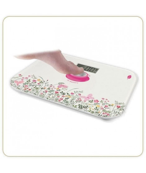 LITTLE BALANCE 8328 Kinetic, Pese-personne sans pile, Rechargeable par son bouton Little Balance, 180 kg / 100 g, Floral