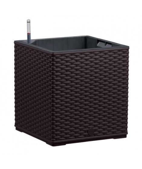 PoeTIC - Bac Casa Mesh carré 30 moka - L 29,9 x l 29,9 x h 31,3 cm 12L - avec réserve d'eau