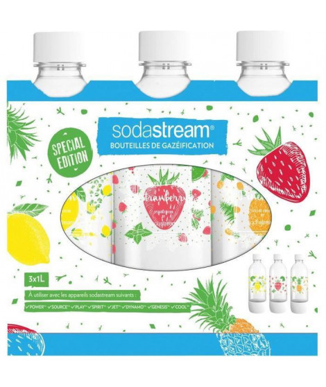 SODASTREAM Bouteille de gazéification Bulles de couleurs PET 1 L - Lot de 3