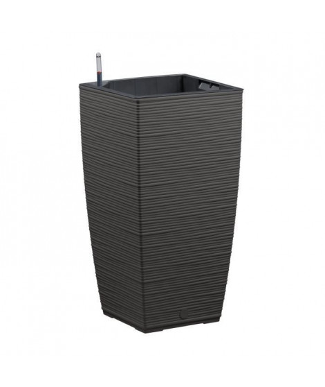 PoeTIC - Pot Bac Casa Cosy carré haut 3058 granite - L 29,9 x l 29,9 x h 57,4 cm 12L - avec réserve d'eau