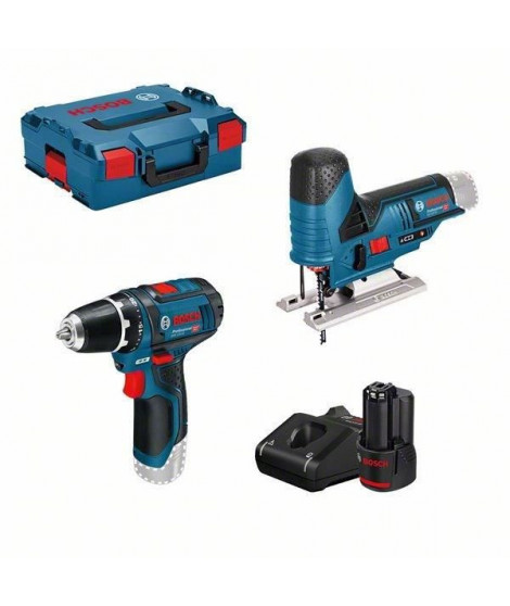 KIT 2 Outils BOSCH PROFESSIONAL Perceuse GSR 12V-15 + Scie sauteuse GST 12V-70 + Chargeur GAL 12V-40 + L-BOXX  0615990M1M