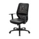 PIMA Chaise de bureau ajustable avec accoudoirs - Tissu mailles noir - L 65 x P 67 x H 96.5-106 cm