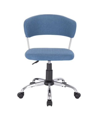 Chaise de bureau LOLY - Tissu Bleu - Ajustable - L 53 x P 55 x H 72/82 cm