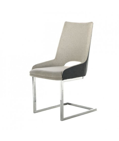 Chaise en tissu gris foncé - Pieds en métal - L 49 x P 60 x H 96 cm - ELDY