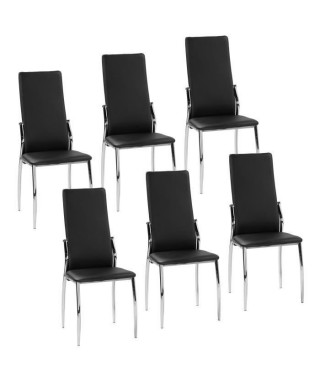 Lot de 6 chaises - Simili noir - L 44 x P 54 x H 100 cm - PHIL