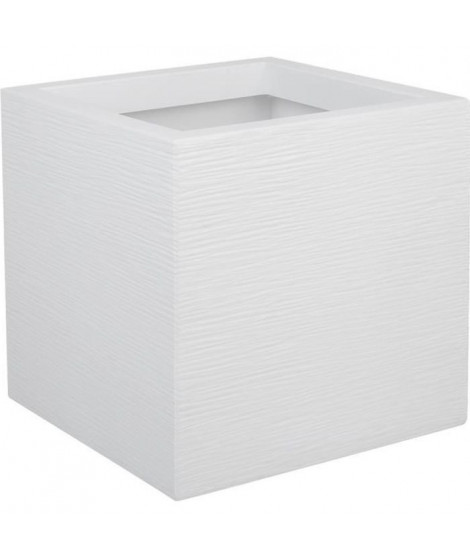 EDA PLASTIQUE Bac a fleurs carré Graphit Up - 21 L - 29,5 x 29,5 x 29,5 cm - Blanc cérusié