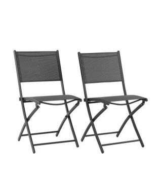 Lot de 2 chaises de jardin pliante en aluminium - 46 x 56 x 85 cm - Gris