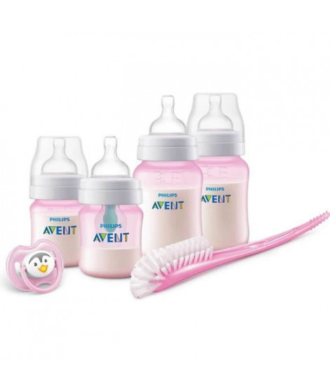 PHILIPS AVENT SCD807/01 Kit nouveau-né anti-colic: 2 biberons 125ml + 2 biberons 260ml  + valve Airfree + 1 goupillon + 1 suc…