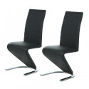 Lot de 2 chaises - Simili noir - Pieds en métal - L 43 x P 55 x H 105 cm - ZACK