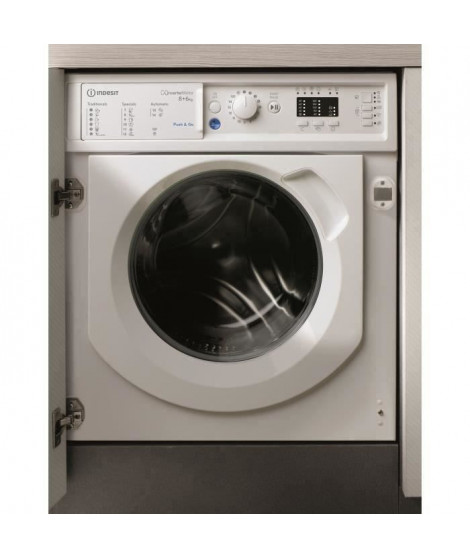 Lave-linge séchant encastrable INDESIT BIWDIL861484EU - Lavage 8 kg /Séchage 6 kg -Induction - 1400 tours/min - Blanc