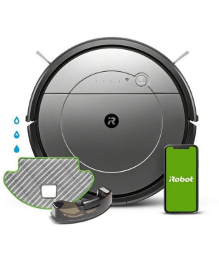 iRobot Roomba Combo R113840 - Aspirateur robot 2 en 1 - Home Base - 3 modes de lavage - Bac 450ml - Réservoir d'eau 300 ml