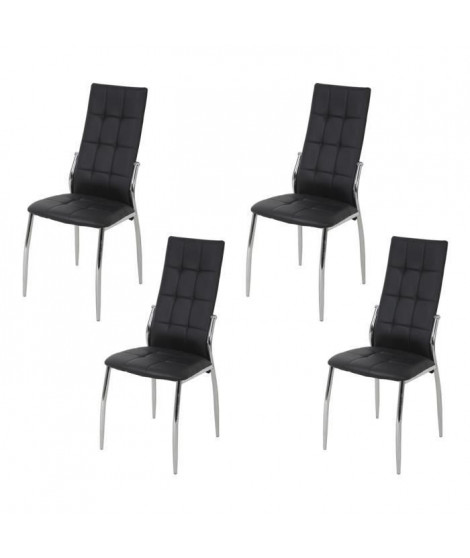 Lot de 4 chaises - Simili noir - L 44 x P 54 x H 100 cm - GEORGE