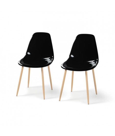 Lot de 2 chaises cristal transparent noir - L 47 x P 54 x H 84 cm - CLODY